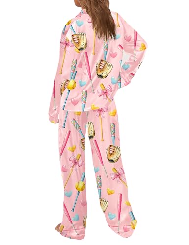 Image of SHESHOW Satin Pajamas for Women Set Long Sleeve Button Down Sleepwear 2 Piece Nightwear Women Pjs Sets Size XS-XXL