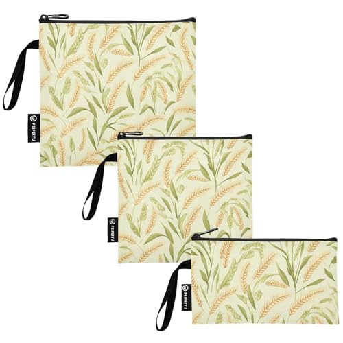 linqin 3 bolsas reutilizables para sándwiches, impermeables, para niños, almuerzos escolares y porciones de adultos, color verde trigo primavera