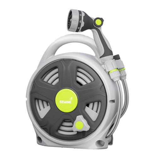 GEWIMI Retractable Garden Hose Reel, 65FT Heavy Duty Hose With 10 Spray Patterns - Leakproof, Durable & Compact Design for Garden Watering, Car Washing, Pet