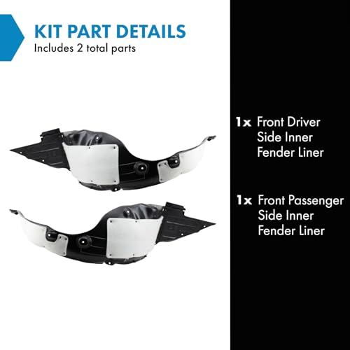 Image of TRQ Front Driver and Passenger Side Inner Fender Liner Set Compatible with 2014-2015 Kia Optima US Built Models 1st VIN Digit 1