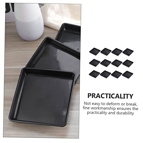 Yardwe 12Pcs Flower Pot Tray Plastic Plants Square Planter Plastic Planters Black Serving Plant Water Plant Saucer Flowerpot Water Plates Gardening Water Trays Ground Flowerpot Trays Ufo #TOP5