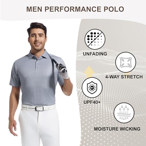 Image of Damipow Premium Golf Shirts for Men Dry Fit Performance Polo Short Sleeve Collared Shirt