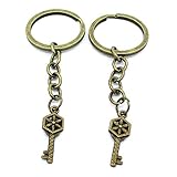 5 Stück Antik-Bronze-Ton Schlüsselanhänger Schmuck Verschlüsse Lieferanten TK0993 Blume Skelett Schlüssel