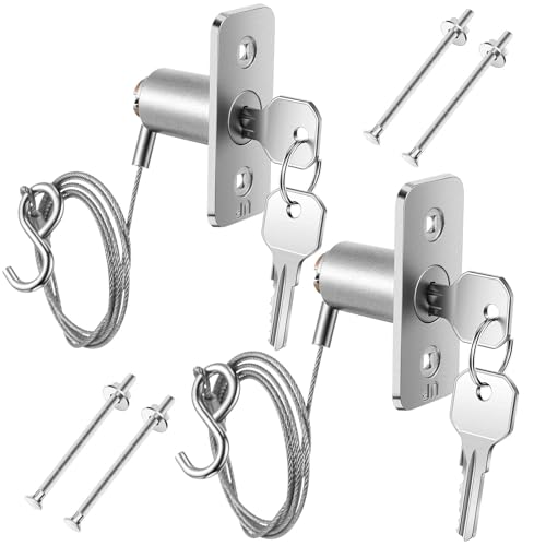 Image of MorningRo 2 Set Garage Door Emergency Key Release Lock Kit with Cable, Universal Manual Opener Emergency Access Lock Cylinder Replacement with Keys and Hardware for Automatic Garage Doors