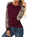 ZANZEA Women's Sexy Leopard Long Sleeve Chiffon Loose Blouse Casual Top Pullover Wine Red US 20/ASIAN 3XL