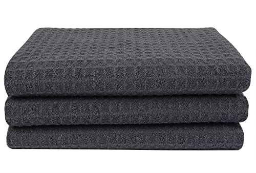 Sinland Kitchen Sublimation Towel Microfiber Dishes Drying Towel And Kitchen Cleaning Cloth Quick Drying Tea Towel Waffle Weave 16Inch X 24Inch(3 Pack Grey) #TOP7