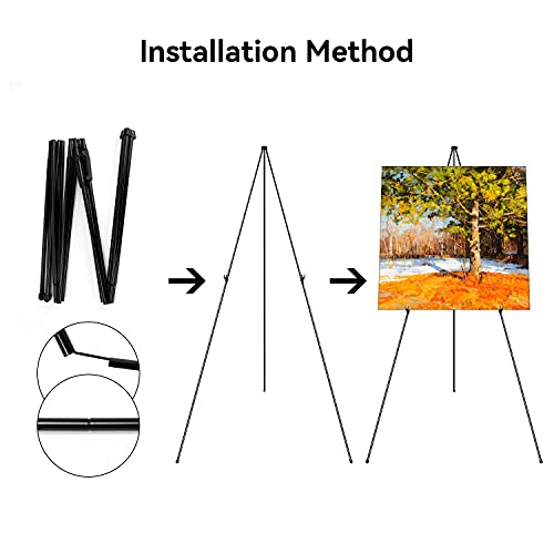 Instant Display Easel Stand & 63" Portable Artist Floor Easels - Easy Folding Telescoping Adjustable Art Poster Metal Easels For Painting Canvas, Wedding Signs, Posters (6 Pack) #TOP4