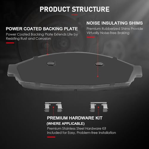 Image of cciyu D931 D932 Front & Rear Ceramic Brake Pads Set fit For 2003-2011 For Ford Crown Victoria 2003-2011 For Lincoln Town Car 2003-2011 For Mercury Grand Marquis 2003-2004 For Mercury Marauder
