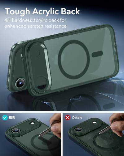 Image of ESR for iPhone Air Case, Camera Control Cover, Compatible with MagSafe, Shockproof Military-Grade Protection, Magnetic Phone Case for iPhone Air, Classic Hybrid Case, Frosted Green