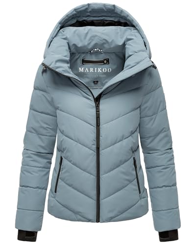 MARIKOO Damen Winterjacke warme Steppjacke mit abnehmbarer Kapuze Samuiaa XVI Powder Blue Gr. L