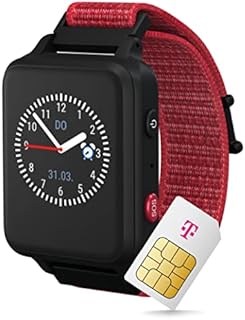 ANIO 5 Kinder Smartwatch + Telekom SIM-Karte 30€ Amazon-Gutschein nach Registrierung - Kinderuhr mit GPS und Anruf Funktion, Nachrichten, Schulmodus, SOS, App Made in Germany, Rot
