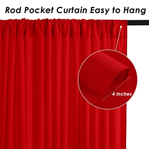 Image of Red Backdrop Curtains 2 Panels 5ft x 10ft Polyester Photo Backdrop Drapes for Wedding Christmas Party Decorations