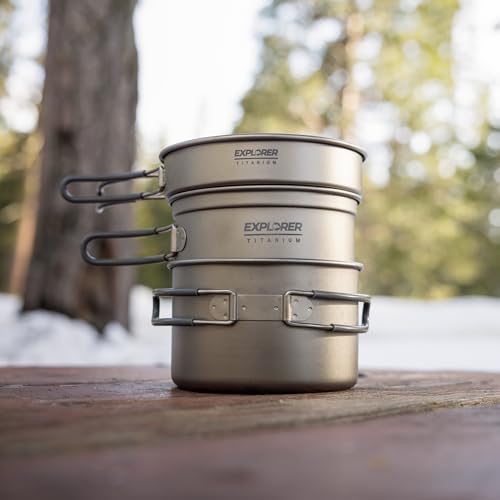 Explorer Bear Titanium Stackable Camping Cooking Pot Mess Kit Set by Explorer Bear - Image 9
