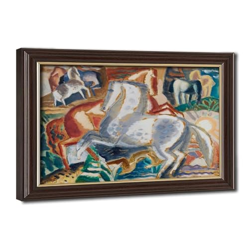 Impression toile Leo Gestel Chevaux hollandais giclée d'art expressionniste encadrée