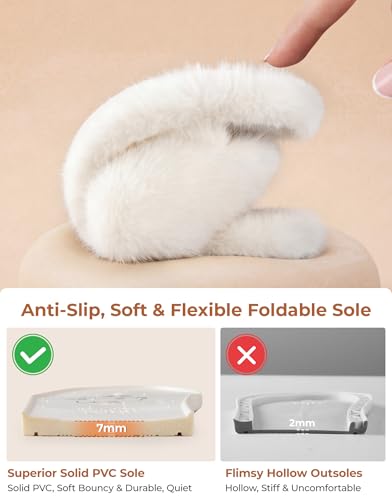 Image of HomeTop Fluffy Slippers for Women Cross Band Soft Plush Indoor House Shoes