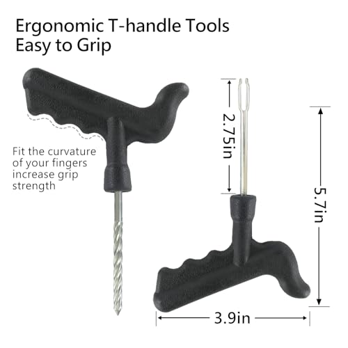 Emergency Tire Repair Kit, Comprehensive Tire Repair Kit with Rubber Plugs, Upgrade T-Handle, Fix Puncture&Plug Flats with Ease, Tire Plug Kit for Cars, Motorcycle, ATV, Tractor - Image 4