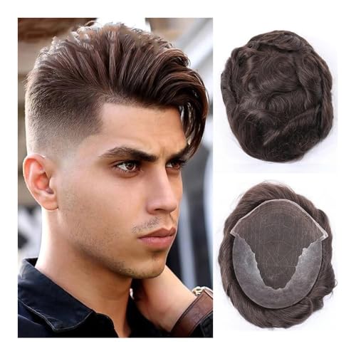 Toupet hommes en vrais cheveux Remy perruque Q6 blonde fait main