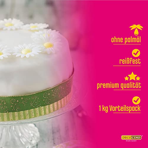 DECOCINO Fondant weiß – 1 Kilo Vorteilspack – ideal zum Verzieren von Kuchen, Torten, Cakepops – palmölfrei & vegan - Image 4