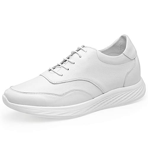 CHAMARIPA Men's Casual Invisible Height Increasing Elevator 2.76 Inches Shoes-Sneakers Genuine Leather Sport Lifting Shoes White H91C11D295D