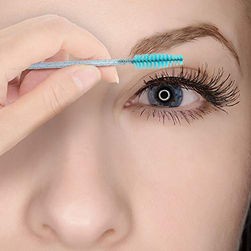 Image of G2PLUS 100PCS Eyelash Mascara Brushes, Disposable Lash Spoolies, Crystal Mascara Wands Makeup Kits for Eyelash Extensions and Eyebrow (Lake Blue)