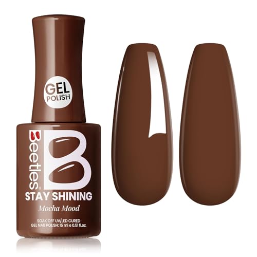 Image of Beetles Brown Gel Nail Polish - Mocha Mood 15ML /0.51Fl Oz, Dark Brown Gel Polish, Same Color Same Bottle STAY SHINING Series, Soak Off UV LED Lamp Nails Art, Long-Lasting Manicure Salon DIY Home