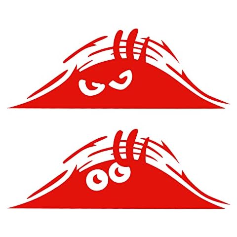 TOMALL 2PCS Peeking Monster Scary Eyes Car Sticker Peeking Elf Car Decal Waterproof Car Decal Smile and Anger Car Stickers Black for Car Window Bumper Laptop Motorcycle (Red) Cover