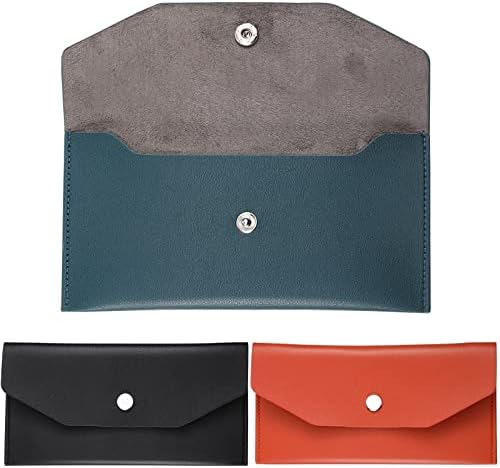3 Pieces Money Envelopes for Cash Envelope Wallets PU Leather Cash Money Pouch Cash Envelope Holder Reusable Budget Envelope for Women Girls Wedding Graduation Birthday (Black, Orange, Dark Green)