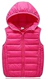 Aivtalk Kids Girls' Packable Lightweight Down Puffer Vest Winter Zipped Hooded Sleeveless Outwear Ja