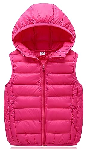 Aivtalk Kids Girls' Packable Lightweight Down Puffer Vest Winter Zipped Hooded Sleeveless Outwear Jacket For 3-4 Years Old Pink #TOP25