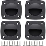 VTurboWay 4 Pcs Nylon Square Flush Pull Handle, Marine Boat Yacht Cabin Accesories, Black
