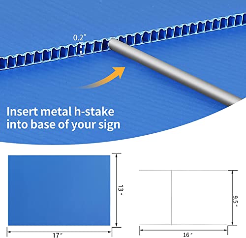 2 Pack 17X 13 Inches Blue Blank Yard Signs - Waterproof Corrugated Plastic Signs, Blank Yard Signs With Stakes For Gardens, Parks, Warnings, Fairs, Commercials, Garage Sale Signs, Advertising #TOP1