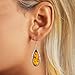 Handmade Teardrop Earring Necklace Sets for Women Vintage Boho Imitation Amber Teardrop Necklace (Yellow)