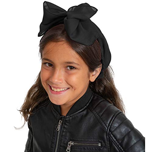 Skeleteen Chiffon Head Neck Scarf - Black Classic Retro Sheer Square Head Scarves Handkerchiefs Handbag Ties for Women and Girls2