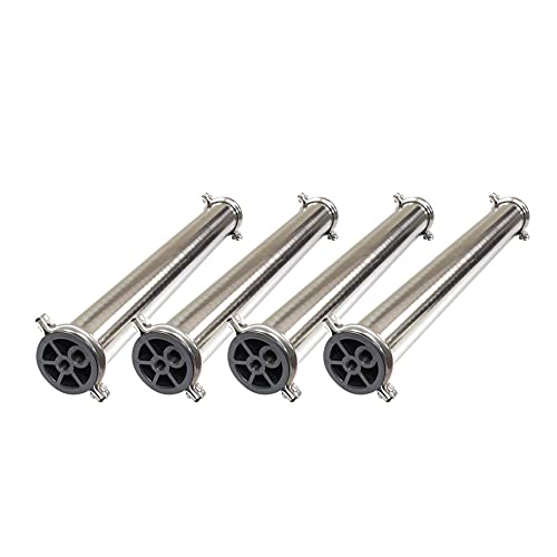 Max Water - Resistente acero inoxidable - Carcasa de membrana de ósmosis inversa 4040 - 4 x 40 pulgadas, buena para uso industrial - Paquete de 4