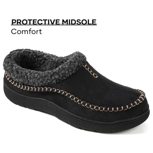 image for Zigzagger Men's Slip On Moccasin Slippers, Indoor/Outdoor Warm Fuzzy C