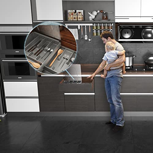Kurberson Organizer Per Posate A Doppio Strato Con Coperchio Portautensili W - 6