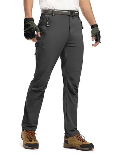 TBMPOY Men's Lightweight Hiking Pants with Belt 5 Zip Pockets Waterproof Quick-Dry Travel Fishing Work Outdoor Pants3