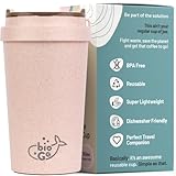 bioGo Cup, Rice Husk Fibre, BPA-Free, Double Wall Insulation Reusable Coffee Cups, On-The-Go Travel...