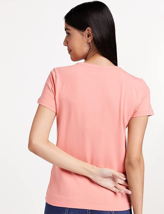 Image of Women's White Round Neck Short Sleeve T-Shirt