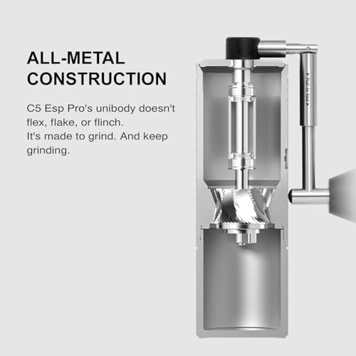 TIMEMORE C5 ESP Pro Manual Coffee Grinder with S2C-042-III Conical Burr, 0.015mm Precision Adjustment, All-Metal Portable Hand Coffee Mill for Espresso/French Press/Pour Over - Black - Thumbnail 2