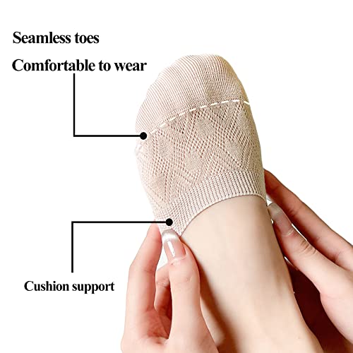 Bivolu Womens Low Cut Thin Breathable Cotton Socks With Cushion Non Slip Comfortable Causal No Show Socks For Women Solid Liner Flats Socks 6 Pack (White Black Nude) Size 5-9 #TOP3