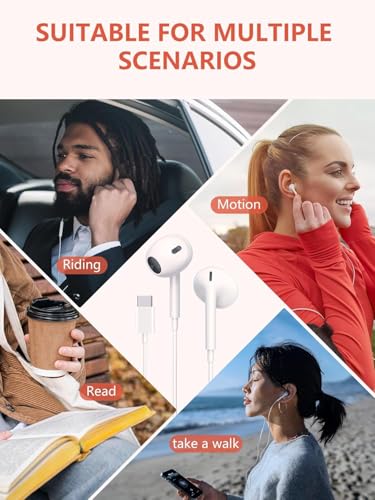 Écouteur USB C, Intra Écouteurs Filaire USB C Casque Audio Ecouteur Type C pour Phone 17 16 15 Pro Max, Galaxy A16 A17 A25 A26 A35 A36 A53 A54 A55 A56 5G S21 S22 S23 S24 S25 Ultra, Xiaomi 17
