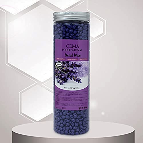 Image of CEMA Professional White Chocolate Bead Wax, 400g, High Flexibility, Stripless (400 Grams, Lavender Wax)