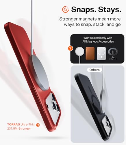 Image of TORRAS Magnetic Slim Fit for iPhone 17 Pro Case Thin Fit for MagSafe, Red