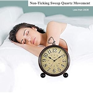 55 inch black european style retro silent desk alarm clock non ticking whisper battery operated hd glass face easy to read for indoor decor  urban country home decor