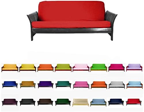 Magshion Futon Cover Slipcover Armless Sofa Cover Furniture Protector Without Armrests Slipcover Soft with Elastic Bottom Full Size 54"x75"x2" Red