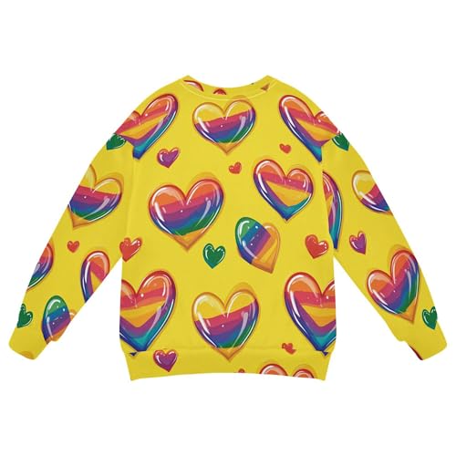 JUNZAN Pride Month Rainbow Hearts Little Kids Pullover Hoodie Fleece Fall Tops Shirts Camping 4T2