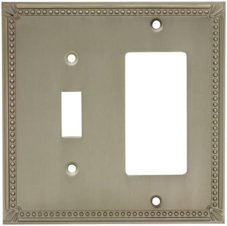 Cosmas 44072-SN Satin Nickel Single Toggle/GFI Decora Rocker Combo Wall Switch Plate Switchplate Cover
