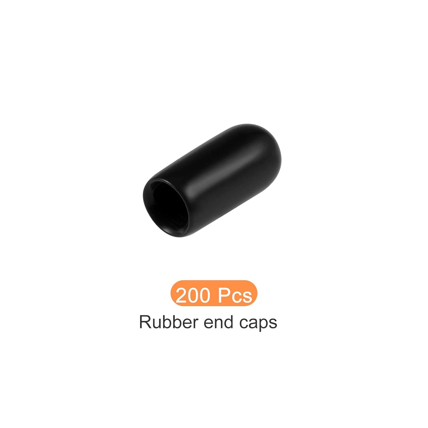 Screw Thread Protector Cover Rubber End Caps, [for Screw, Bolt] - 5.5mm ID/Black/200 Pcs
