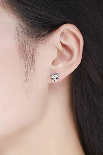 Clous d'oreilles bouledogue français en argent 925 - 5
